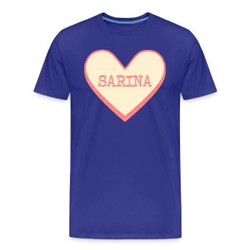 Sarina Nom Prénom Pink Sugar Heart - T-shirt bio Premium Homme - bleu roi - Devant - Damien (186cm)