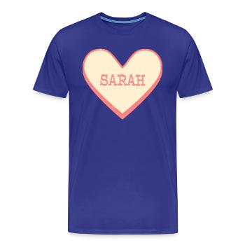Sarah Nom Prénom Pink Sugar Heart - T-shirt bio Premium Homme - bleu roi - Devant - Damien (186cm)
