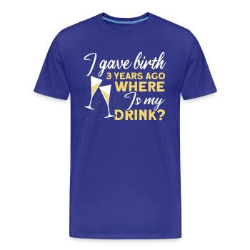 3ème anniversaire Bière Boire Maman Maman - T-shirt bio Premium Homme - bleu roi - Devant - Damien (186cm)