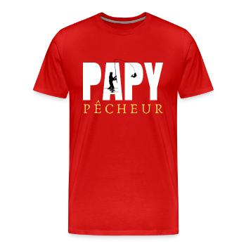 FISCHER-OPA 1 - Männer Premium Bio T-Shirt - Rot - Vorne - Damien (186cm)