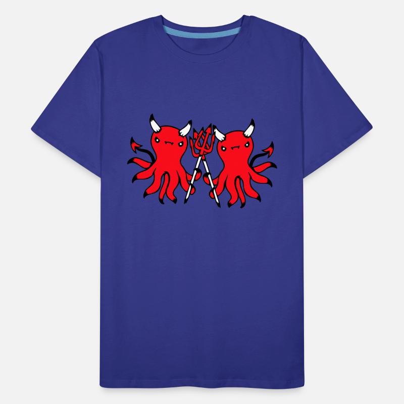 2 Octopus Devil Hell Team Friends Satan Evil Cute T-shirt bio Premium Homme
