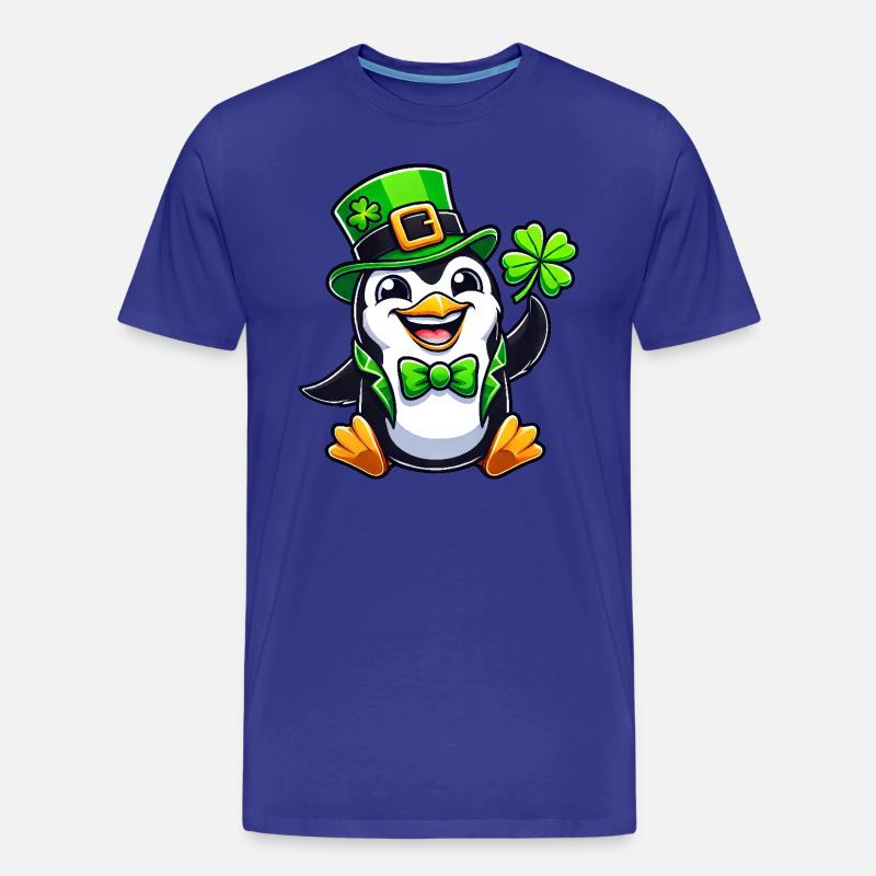 St. Patrick's Pinguin mit Glücksklee - Männer Premium Bio T-Shirt - Königsblau