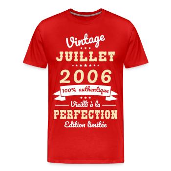 Anniversaire 20 ans - Vintage - Juillet 2006 - T-shirt bio Premium Homme - rouge - Devant - Damien (186cm)