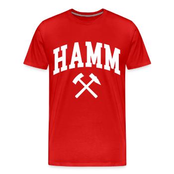 Hamm - Men's Premium Organic T-Shirt - red - Front - Damien (186cm)