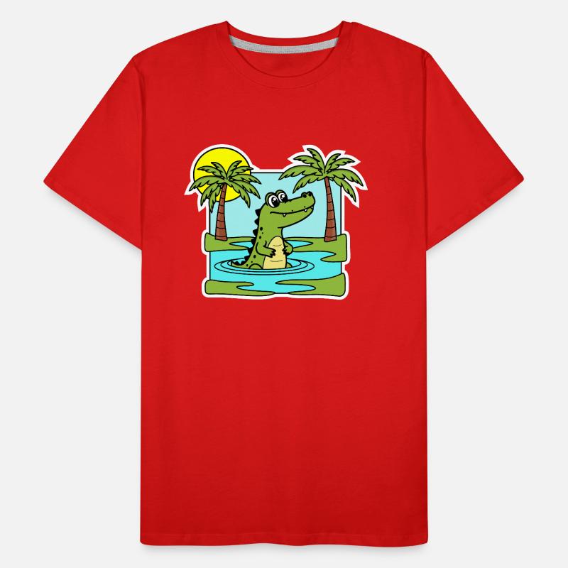Ist das ein Krokodil oder ein Alligator im Sumpf? Männer Premium Bio T-Shirt