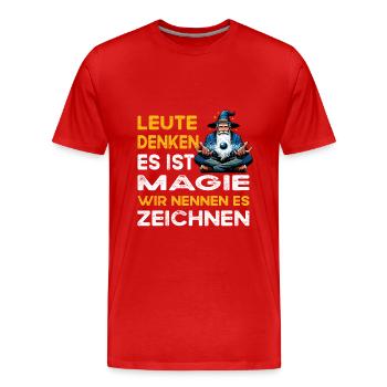 People Thinking Magic Drawing Technical Draftsman - Men's Premium Organic T-Shirt - red - Front - Damien (186cm)