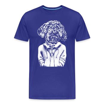 Ein junger Malteser Hund mit Dackelblick im Hoodie - Männer Premium Bio T-Shirt - Königsblau - Vorne - Damien (186cm)