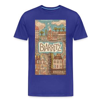 Biarritz Seaside Retro Illustration France City - Men's Premium Organic T-Shirt - royal blue - Front - Damien (186cm)