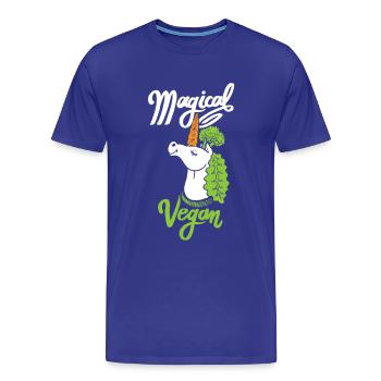 Vegan magique - T-shirt bio Premium Homme - bleu roi - Devant - Damien (186cm)