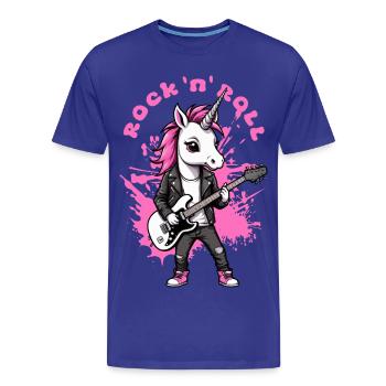 Rock 'n' Roll Unicorn - Men's Premium Organic T-Shirt - royal blue - Front - Damien (186cm)