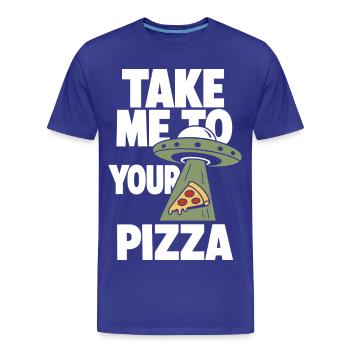 Emmène-moi à ta pizza OVNI - T-shirt bio Premium Homme - bleu roi - Devant - Damien (186cm)