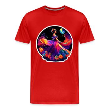 Girl in a colorful dress at night - Männer Premium Bio T-Shirt - Rot - Vorne - Damien (186cm)