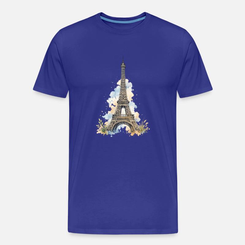 Wasserfarbe Eiffelturm Impression - Männer Premium Bio T-Shirt - Königsblau
