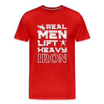 Bodybuilder T-shirt Fitness Training Gym Protéines - T-shirt bio Premium Homme - rouge - Devant - Damien (186cm)