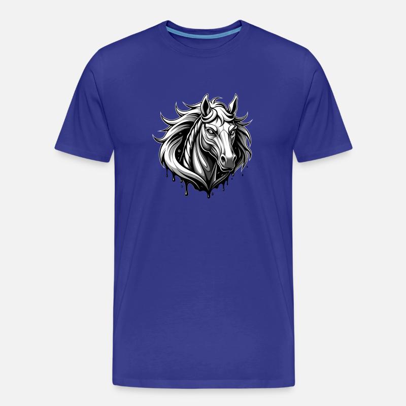 horse black and withe - Männer Premium Bio T-Shirt - Königsblau