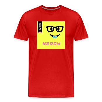 Journée Emoji 2022 - Emoji Nerdy - DesignB - T-shirt bio Premium Homme - rouge - Devant - Damien (186cm)
