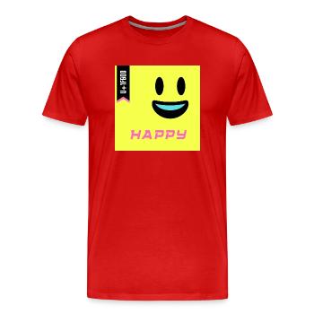 Journée Emoji 2022 - Emoji Happy - Design B - T-shirt bio Premium Homme - rouge - Devant - Damien (186cm)