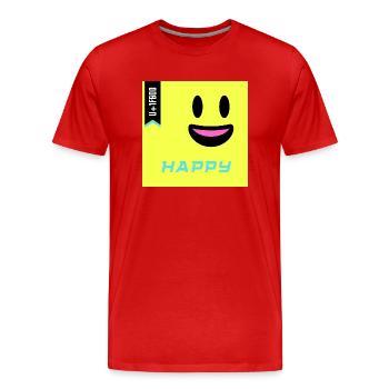 Journée Emoji 2022 - Emoji Happy - Design A - T-shirt bio Premium Homme - rouge - Devant - Damien (186cm)