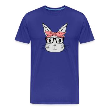 Visage de lapin nerd féminin - T-shirt bio Premium Homme - bleu roi - Devant - Damien (186cm)