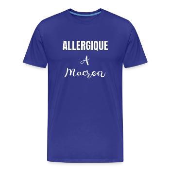 Allergique à Macron - T-shirt bio Premium Homme - bleu roi - Devant - Damien (186cm)