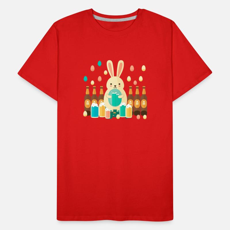Beer Easter Easter Bunny with Easter Eggs Men's Premium Organic T-Shirt