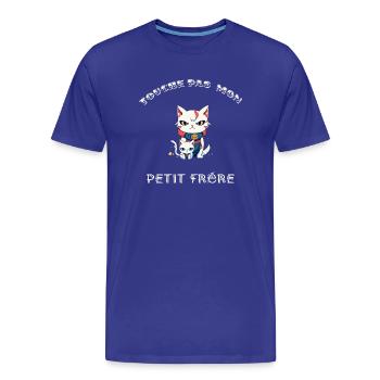 Touche pas mon petit frère - T-shirt bio Premium Homme - bleu roi - Devant - Damien (186cm)