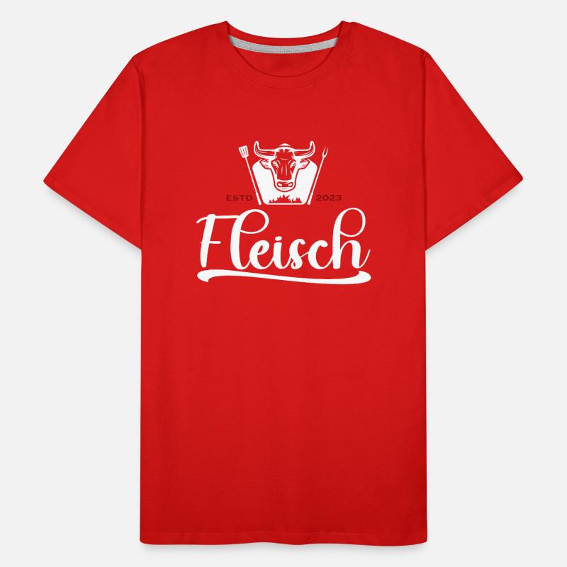 Fleisch Logo mit Stier Weiß Männer Premium Bio T-Shirt