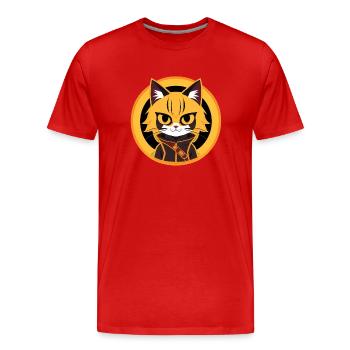 Orange and yellow anime cat drawing - Men's Premium Organic T-Shirt - red - Front - Damien (186cm)