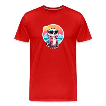 Meerkat Drawing - Men's Premium Organic T-Shirt - red - Front - Damien (186cm)