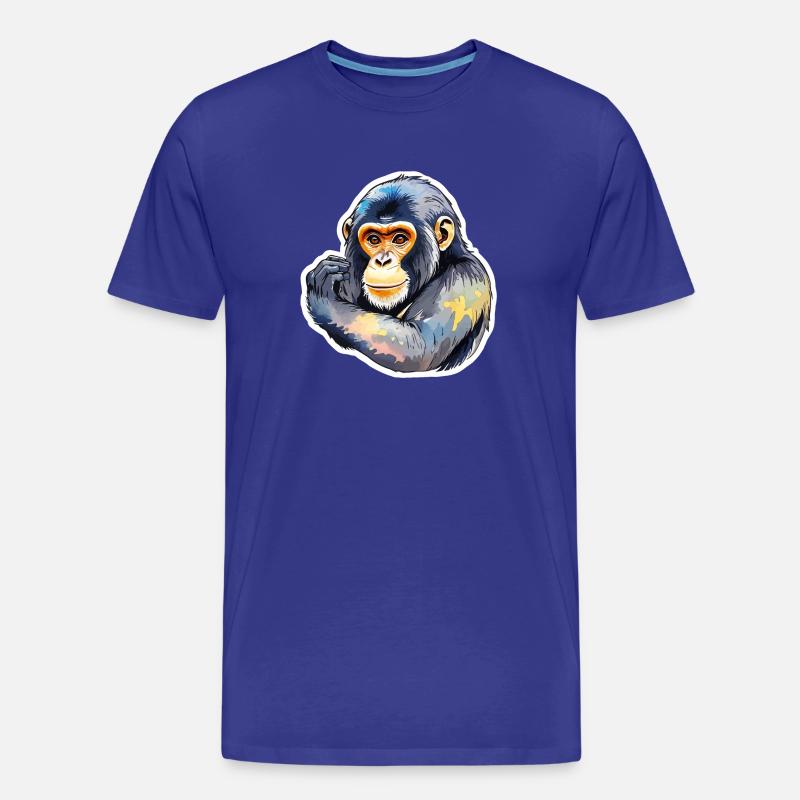 Affe Wasserfarben - Männer Premium Bio T-Shirt - Königsblau