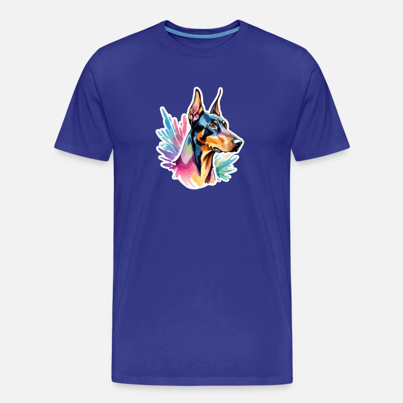Dobermann Wasserfarben - Männer Premium Bio T-Shirt - Königsblau