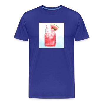 Refreshing Watermelon Cocktail Art - Men's Premium Organic T-Shirt - royal blue - Front - Damien (186cm)
