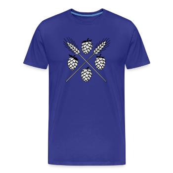 Houblon et orge - bière - T-shirt bio Premium Homme - bleu roi - Devant - Damien (186cm)