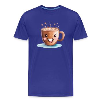 Dessin à l’aquarelle de cacao - T-shirt bio Premium Homme - bleu roi - Devant - Damien (186cm)
