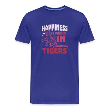 Happiness Is Found In Tigers - Men's Premium Organic T-Shirt - royal blue - Front - Damien (186cm)
