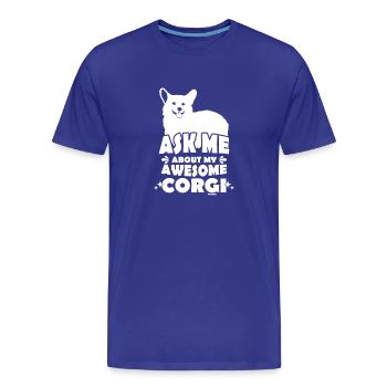 Gallois Corgi Pembroke - T-shirt bio Premium Homme - bleu roi - Devant - Damien (186cm)
