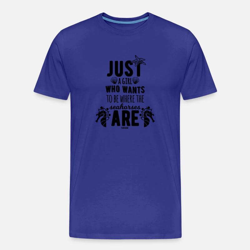 Seepferd Mädchen Seestern Ozean Urlaub - Männer Premium Bio T-Shirt - Königsblau