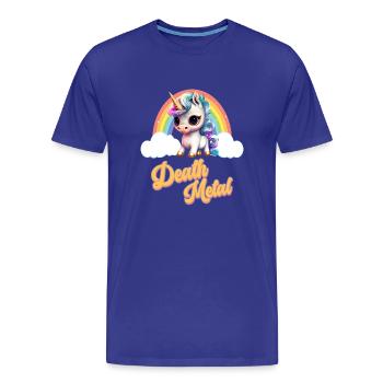 Licorne drôle avec Rainbow Death Metal - T-shirt bio Premium Homme - bleu roi - Devant - Damien (186cm)