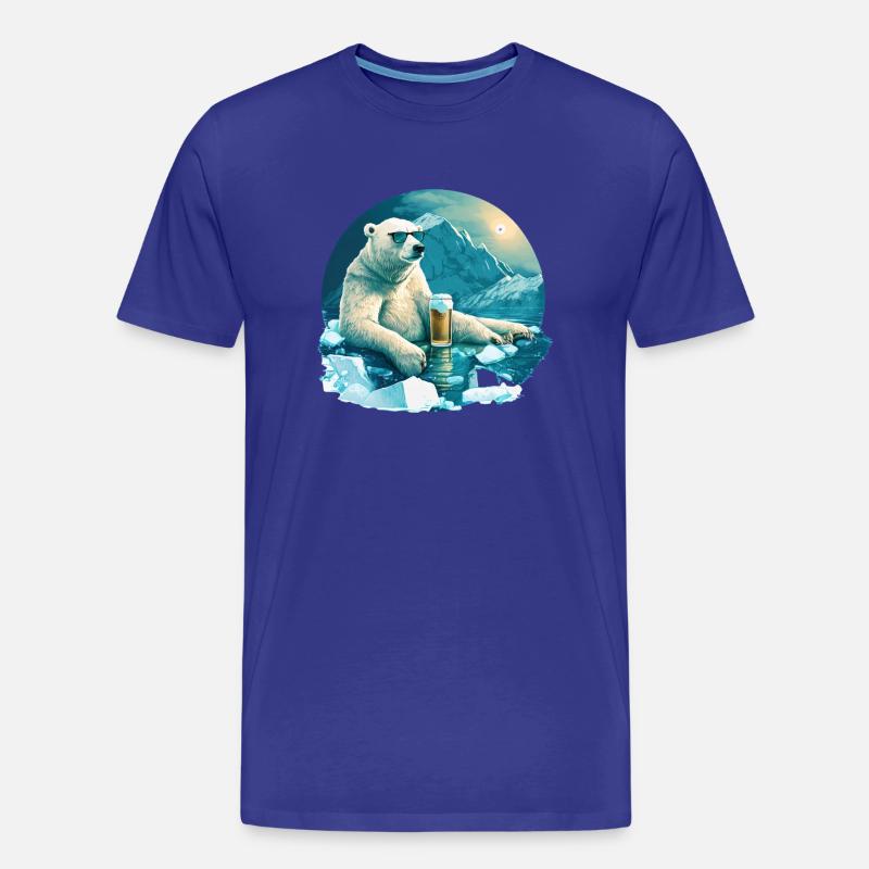 Eisbär chillt mit Bier - Männer Premium Bio T-Shirt - Königsblau