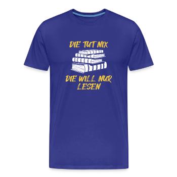 Amoureux des livres, lecteur de livres, rat de bibliothèque, rat de bibliothèque - T-shirt bio Premium Homme - bleu roi - Devant - Damien (186cm)