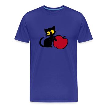 Kätzchen mit Apfel - Männer Premium Bio T-Shirt - Königsblau - Vorne - Damien (186cm)