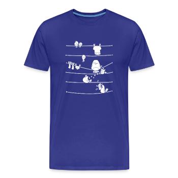 Oiseaux rayés sur un corbeille Cadeau d'amants d'oiseaux - T-shirt bio Premium Homme - bleu roi - Devant - Damien (186cm)