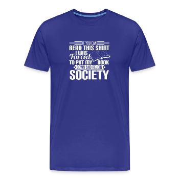 READING - READING - READING - NERD - BOOKS - BOOK - Men's Premium Organic T-Shirt - royal blue - Front - Damien (186cm)