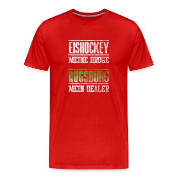 Augsburg - Eishockey meine Droge - mein Dealer. - Männer Premium Bio T-Shirt - Rot - Vorne - Damien (186cm)