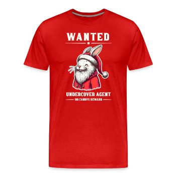 Lapin de Pâques de Noël recherché ! Sourire garanti. - T-shirt bio Premium Homme - rouge - Devant - Damien (186cm)