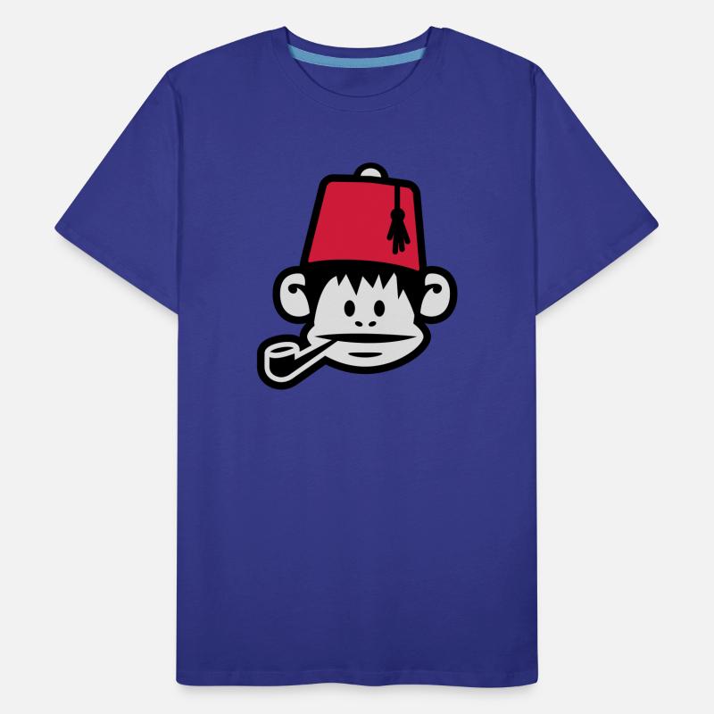 monkey fez ape primat affe pipe smoker T-shirt bio Premium Homme