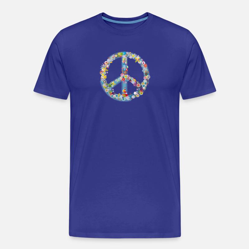Buntes Peace Symbol Muster - Männer Premium Bio T-Shirt - Königsblau