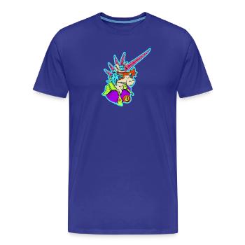 Neon-Einhorn Retro-Rocker - Männer Premium Bio T-Shirt - Königsblau - Vorne - Damien (186cm)