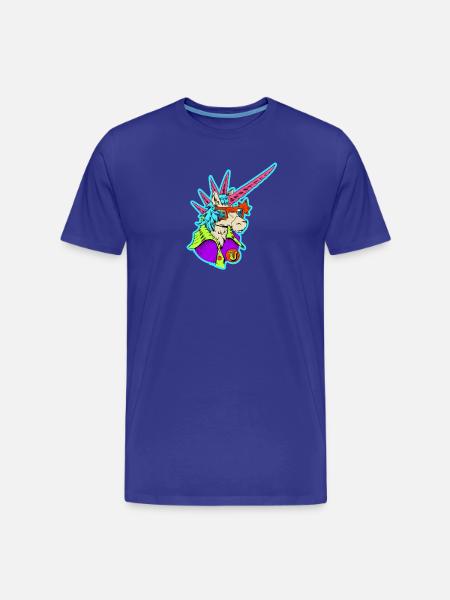 Neon-Einhorn Retro-Rocker - Männer Premium Bio T-Shirt - Königsblau