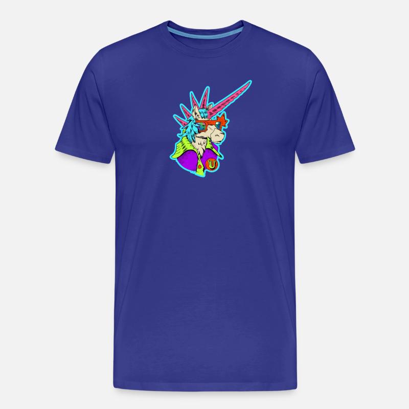 Neon-Einhorn Retro-Rocker - Männer Premium Bio T-Shirt - Königsblau